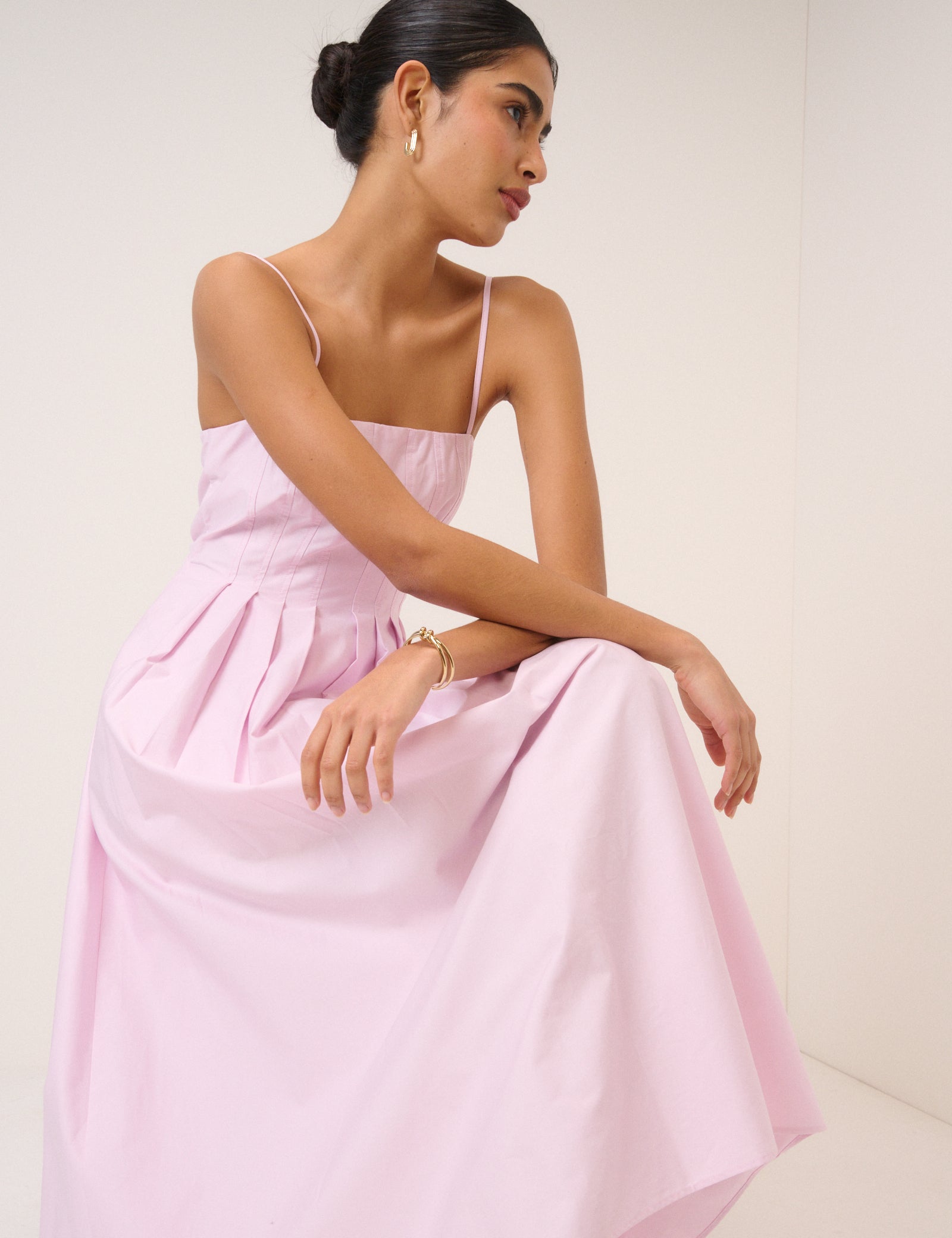 Soft Pink Cowl Neck Midi Trixie Dress